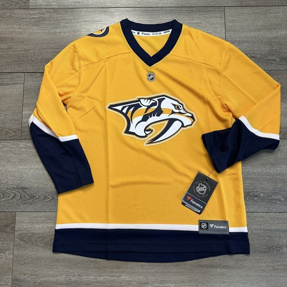 Nashville Predators Youth Jersey Size L/XL Stitch Logo Fanatics Authentic Yellow